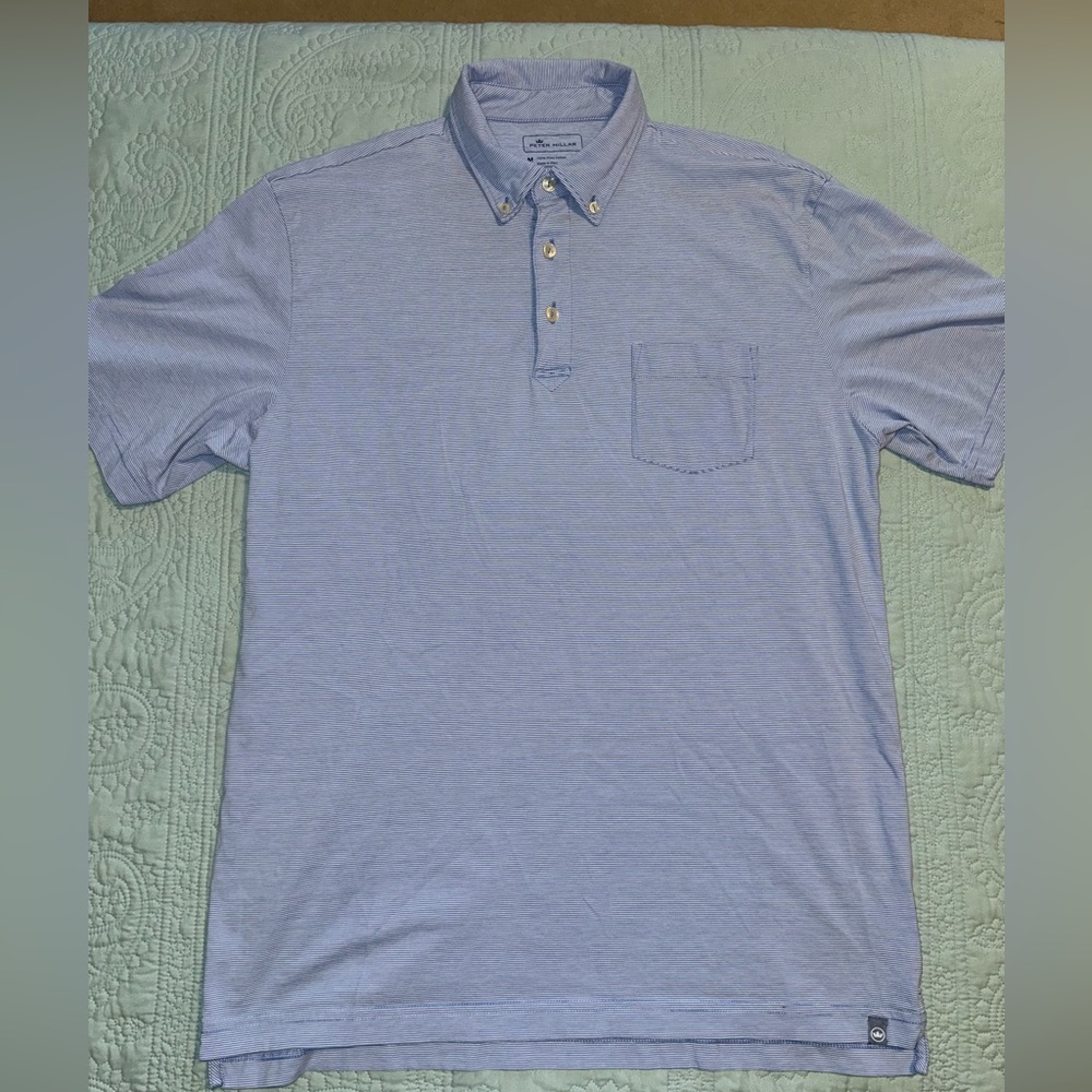 Peter Millar Blue Striped Polo
